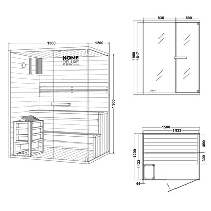 Home Deluxe Traditionelle Sauna SHADOW L - 150 x 120 cm für 3 Personen