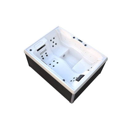 Home Deluxe Outdoor Whirlpool mit Treppe und Thermoabdeckung STREAM 211 x 156 cm für 3 Personen