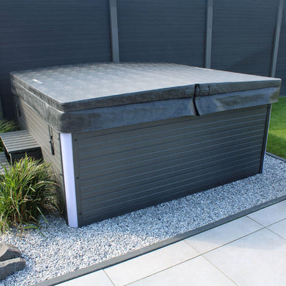 Home Deluxe Outdoor Whirlpool mit Treppe und Thermoabdeckung STREAM BIG - 207 x 207 cm für 5 Personen
