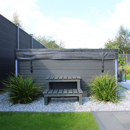 Home Deluxe Outdoor Whirlpool mit Treppe und Thermoabdeckung STREAM BIG - 207 x 207 cm für 5 Personen