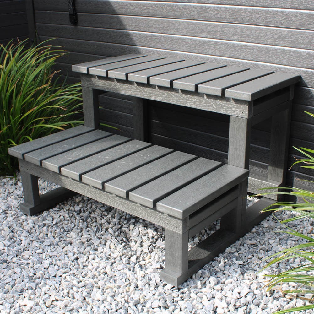 Home Deluxe Outdoor Whirlpool mit Treppe und Thermoabdeckung STREAM BIG - 207 x 207 cm für 5 Personen