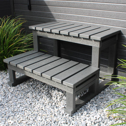 Home Deluxe Outdoor Whirlpool mit Treppe und Thermoabdeckung STREAM BIG - 207 x 207 cm für 5 Personen