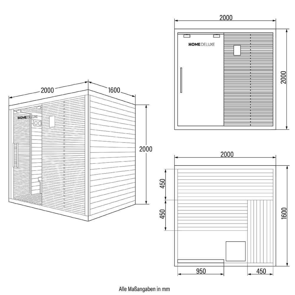 Home Deluxe Traditionelle Sauna NEOLA - 200 x 160 cm für 5 Personen