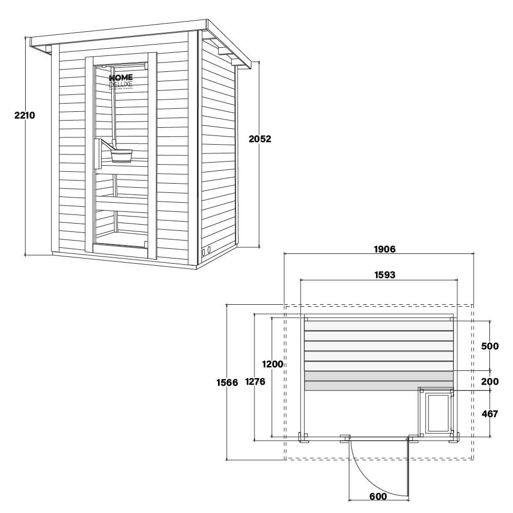 Home Deluxe Saunahaus Outdoor TALO M - 191 x 157 cm für 3 Personen