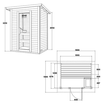 Home Deluxe Saunahaus Outdoor TALO M - 191 x 157 cm für 3 Personen