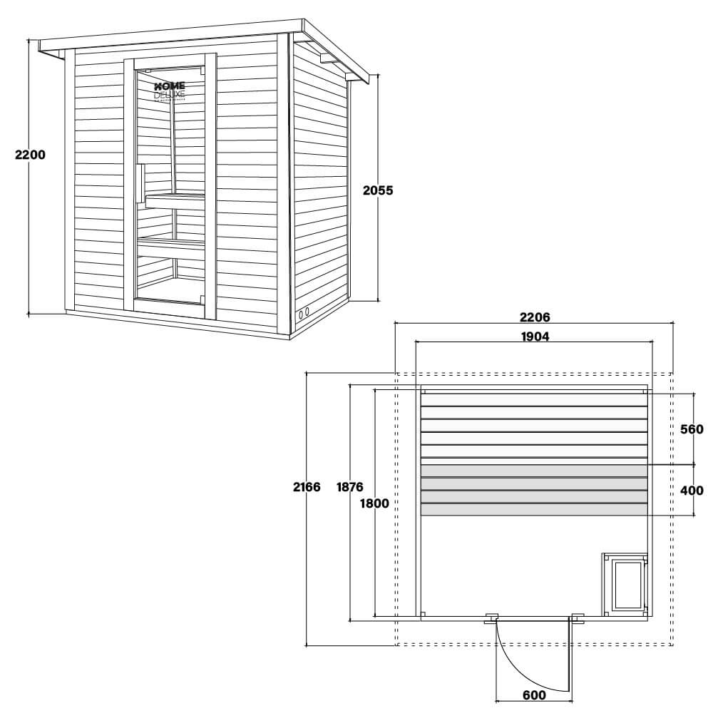 Home Deluxe Saunahaus Outdoor TALO L - 221 x 217 cm für 4 Personen