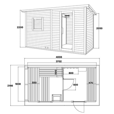 Home Deluxe Saunahaus Outdoor mit Vorraum TALO XL - 400 x 217 cm für 5 Personen