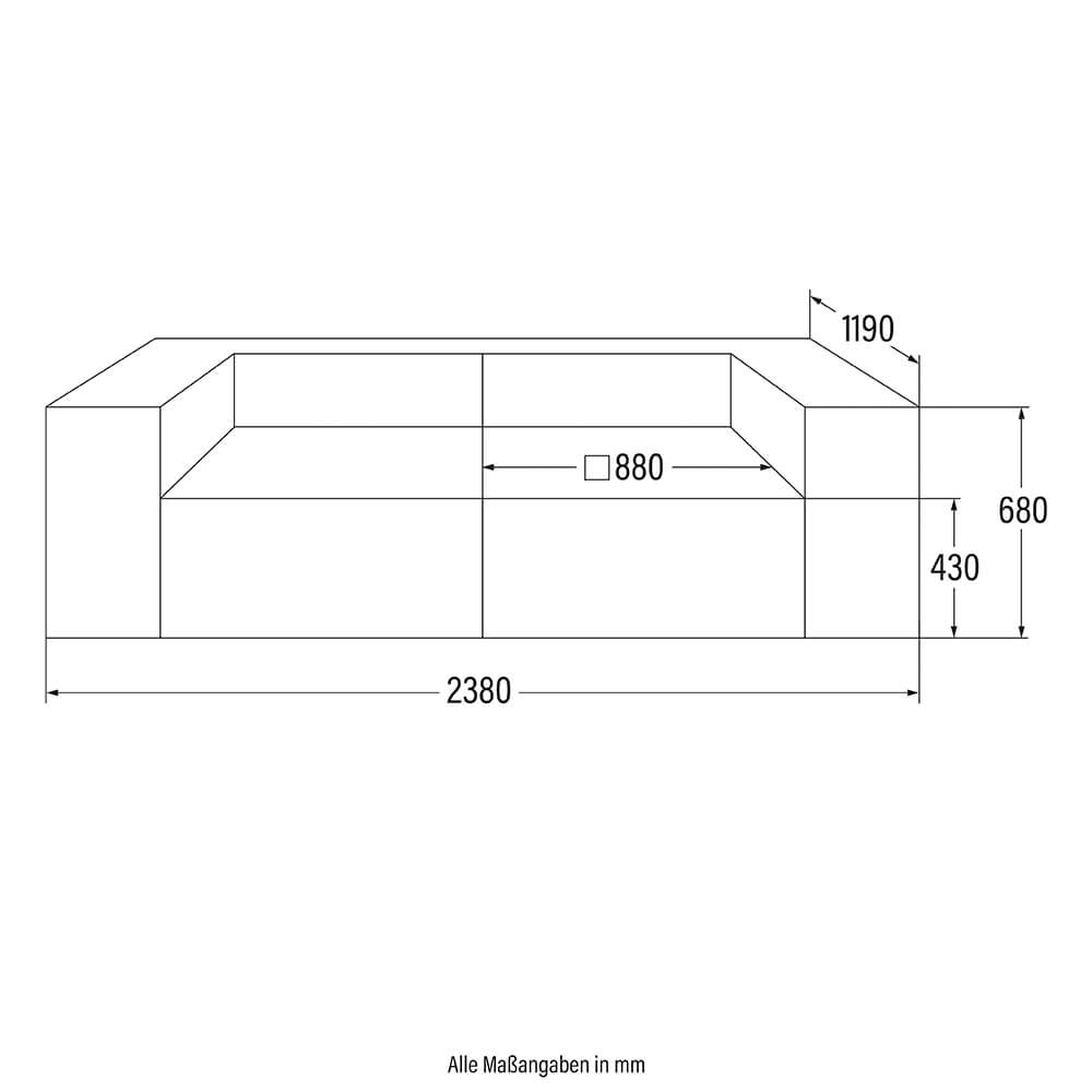 Home Deluxe Modulares Sofa VERONA S - 240 x 120 cm Hellgrau