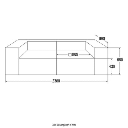 Home Deluxe Modulares Sofa VERONA S - 240 x 120 cm Hellgrau