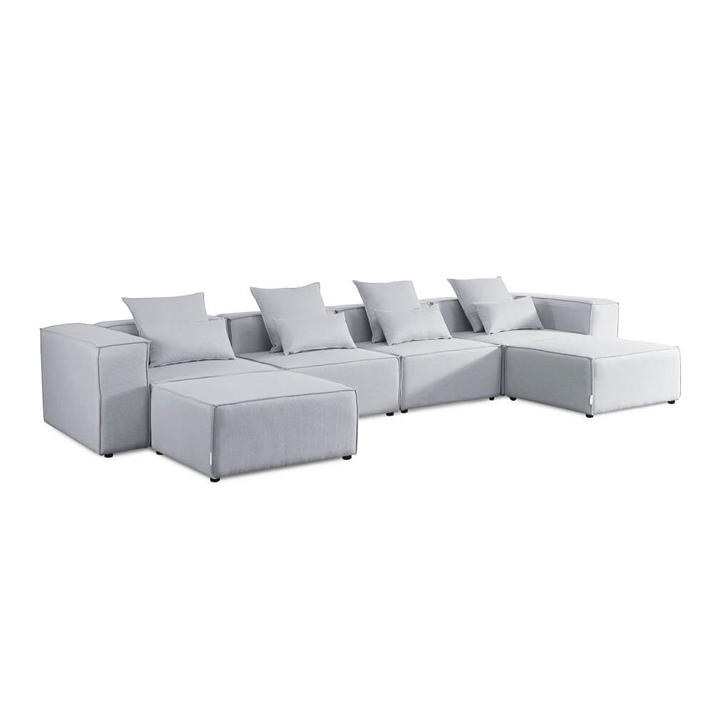Home Deluxe Modulares Sofa VERONA XL - 414 x 207 cm Hellgrau