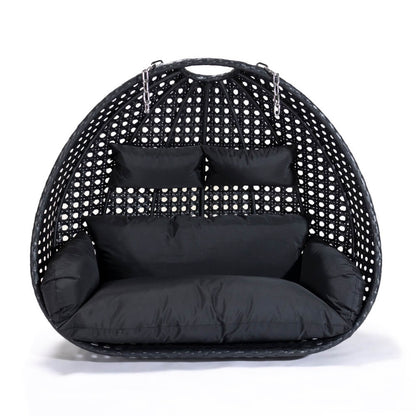 Home Deluxe Polyrattan Hängesessel nur Korb und Kissen TWIN - Schwarz