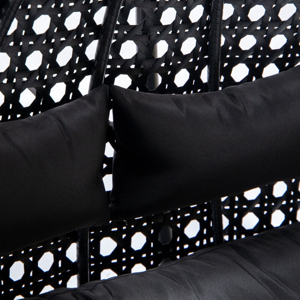 Home Deluxe Polyrattan Hängesessel nur Korb und Kissen TWIN - Schwarz