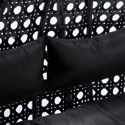 Home Deluxe Polyrattan Hängesessel nur Korb und Kissen TWIN - Schwarz
