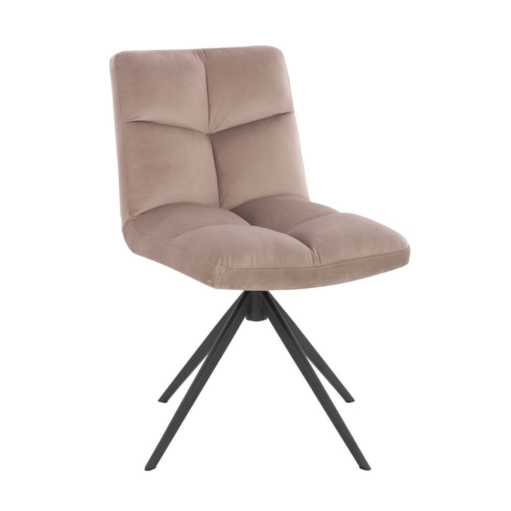 Home Deluxe Esszimmerstuhl drehbar Samt NODA – 6er Set Hellbraun