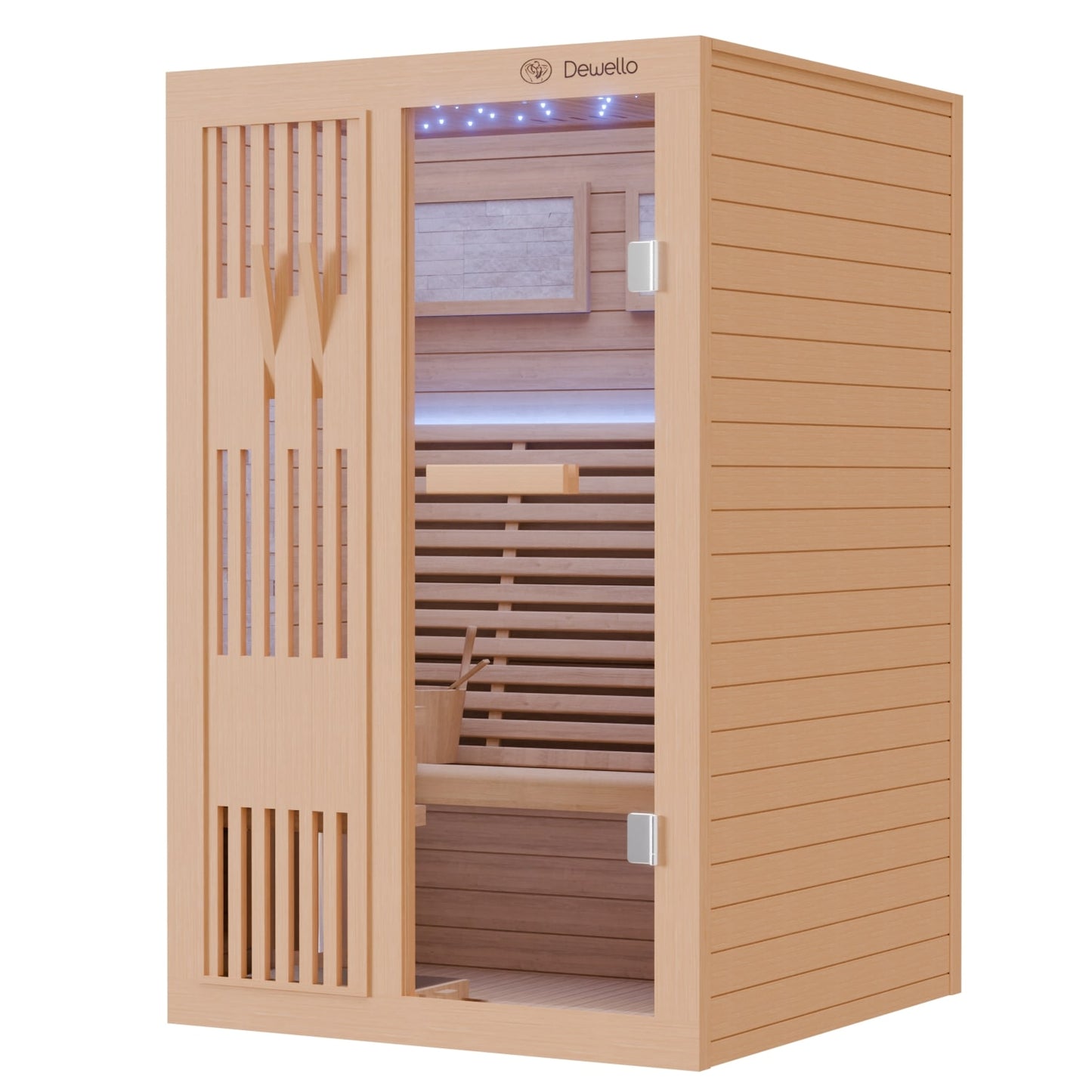 Dewello Finnische Sauna MINTO 120cm x 120cm bei TroniTechnik