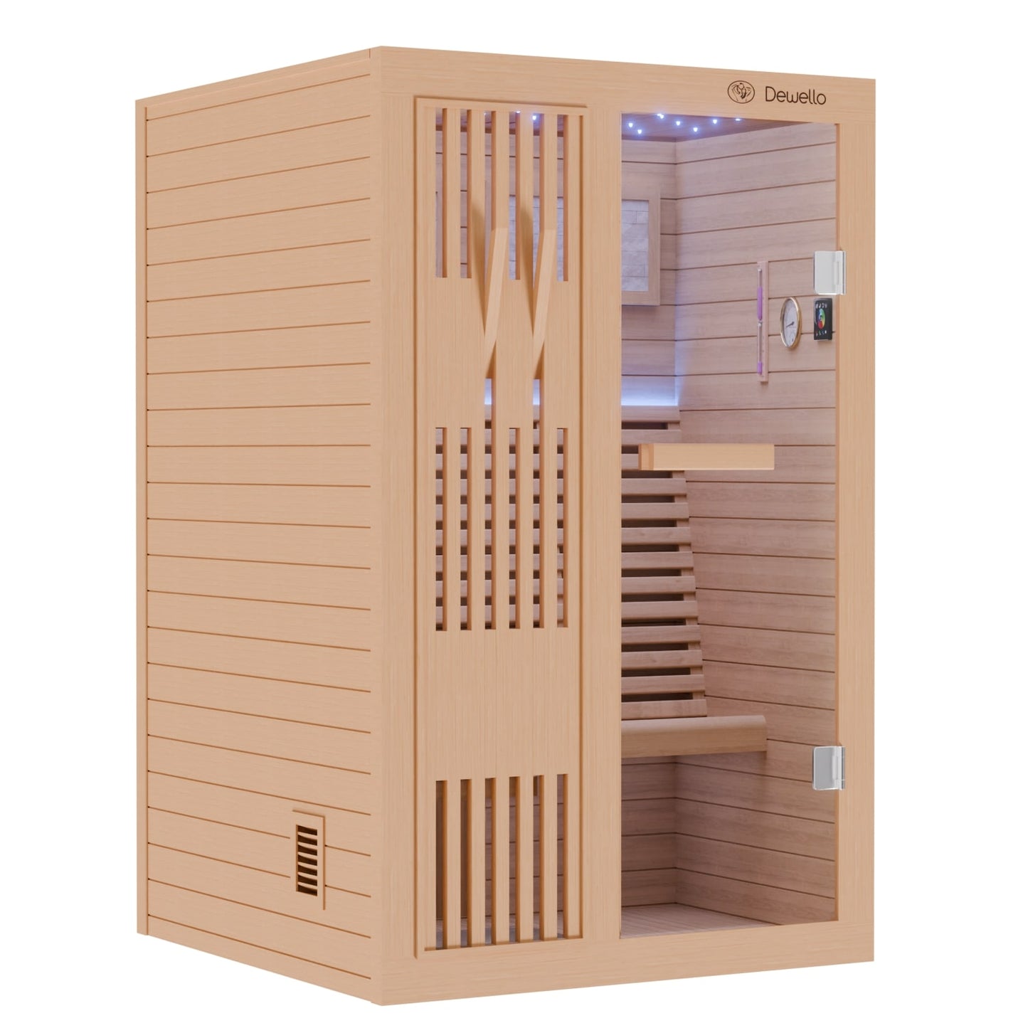 Dewello Finnische Sauna MINTO 120cm x 120cm bei TroniTechnik