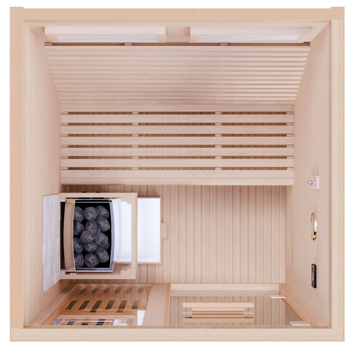 Dewello Finnische Sauna MINTO 120cm x 120cm bei TroniTechnik