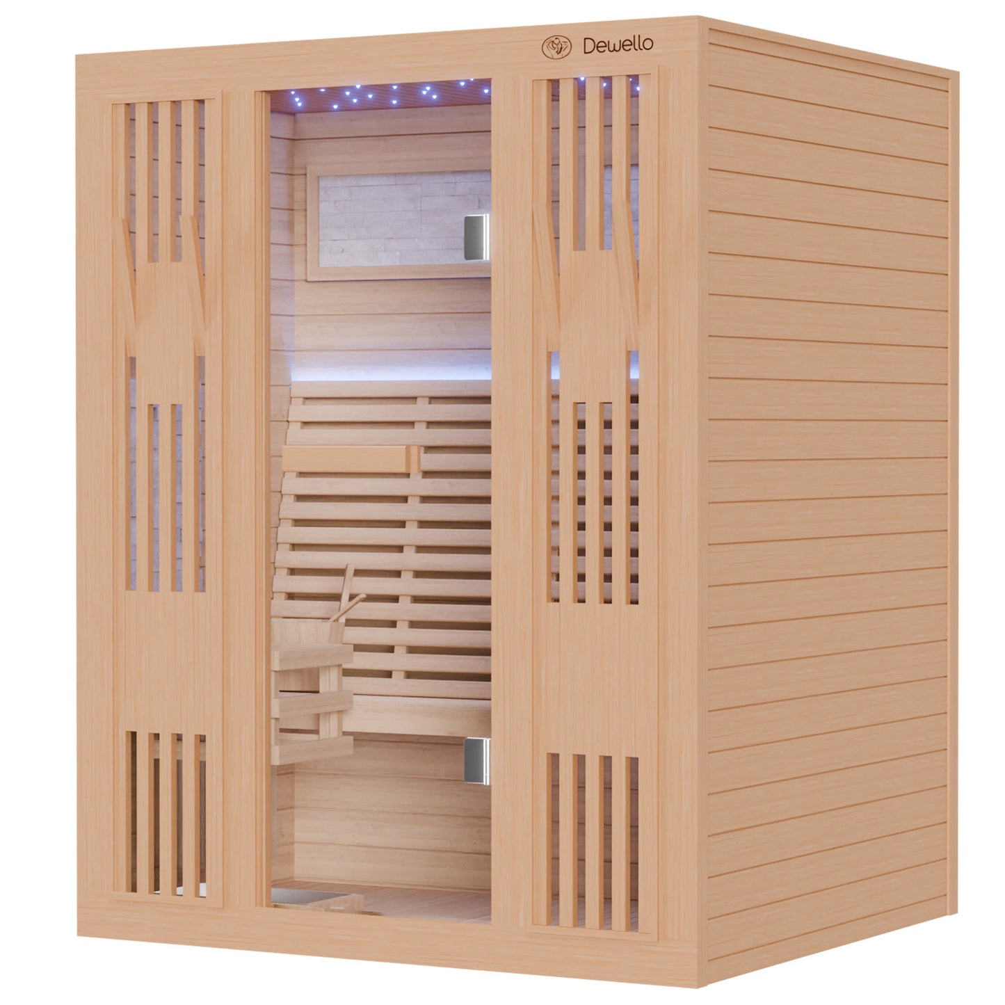 Dewello Finnische Sauna MINTO 150cm x 130cm bei TroniTechnik