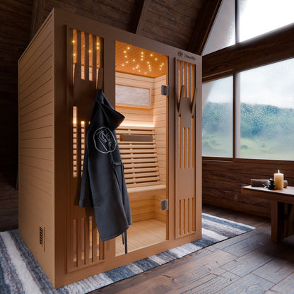 Dewello Finnische Sauna MINTO 150cm x 130cm bei TroniTechnik
