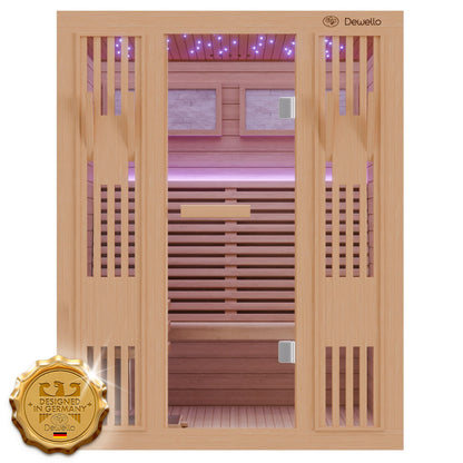 Dewello Finnische Sauna MINTO 150cm x 130cm bei TroniTechnik