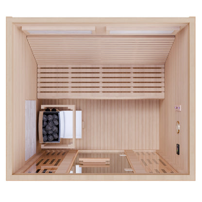 Dewello Finnische Sauna MINTO 150cm x 130cm bei TroniTechnik