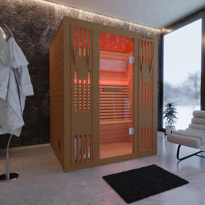 Dewello Finnische Sauna MINTO 150cm x 130cm bei TroniTechnik