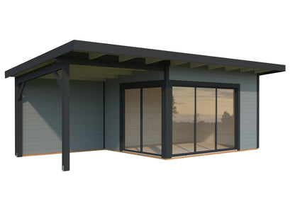 Palmako Andrea 11,2+7,9 m2 Slide Plus - Lackiert dunkelgrau RAL7012 + anthrazit RAL7016