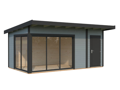 Palmako Andrea 15,2 m2 Slide - Lackiert hellgrau RAL7042 + anthrazit RAL7016