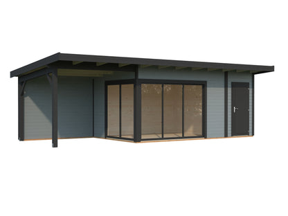 Palmako Andrea 15,2+7,9 m2 Slide - Lackiert hellgrau RAL7042 + anthrazit RAL7016
