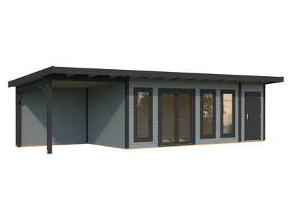 Palmako Aurelia 19,2+7,9 m2 - Lackiert hellgrau RAL7042 + anthrazit RAL7016