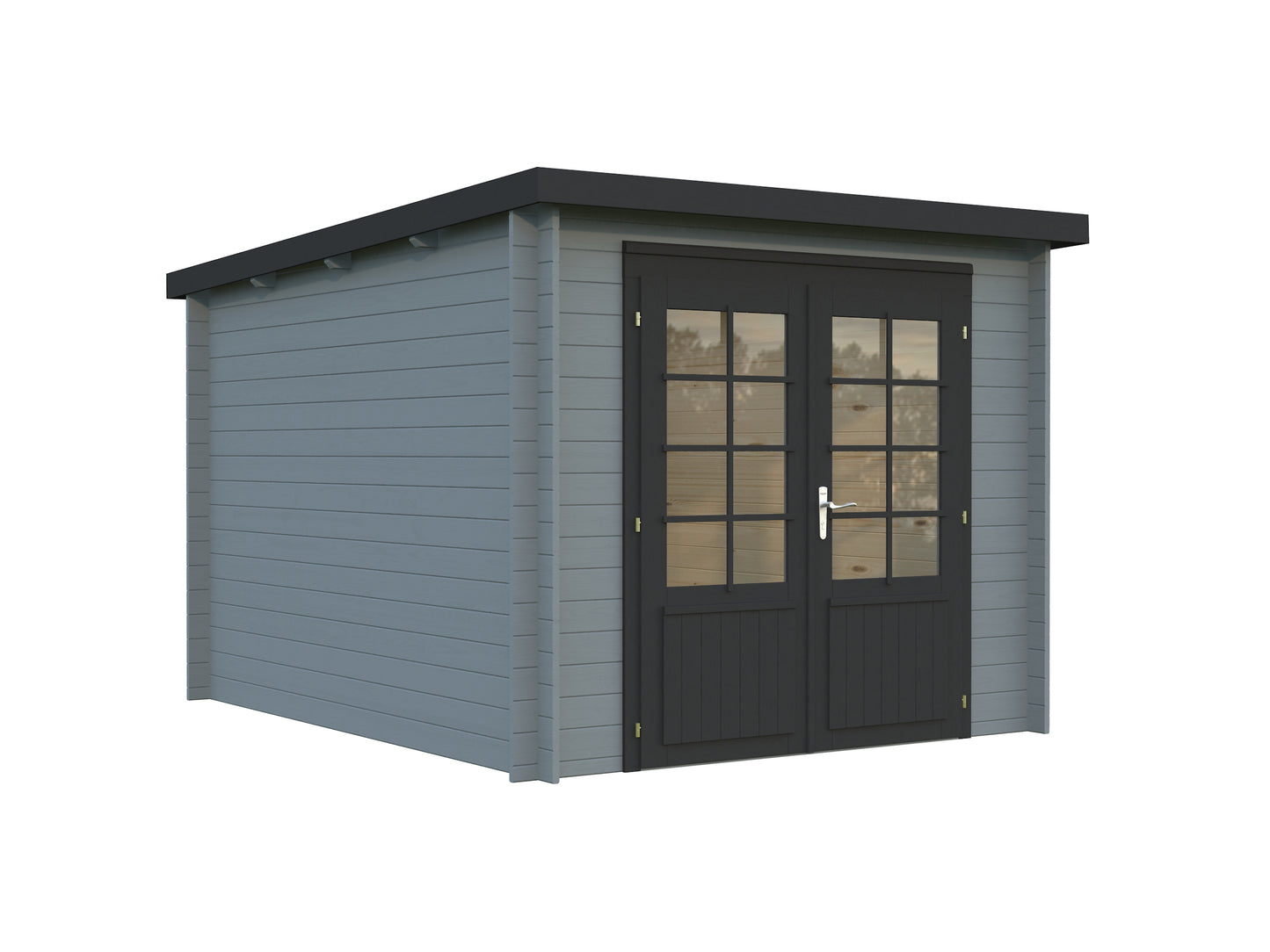 Palmako Ella 6,9 m2 - Lackiert hellgrau RAL7042 + anthrazit RAL7016