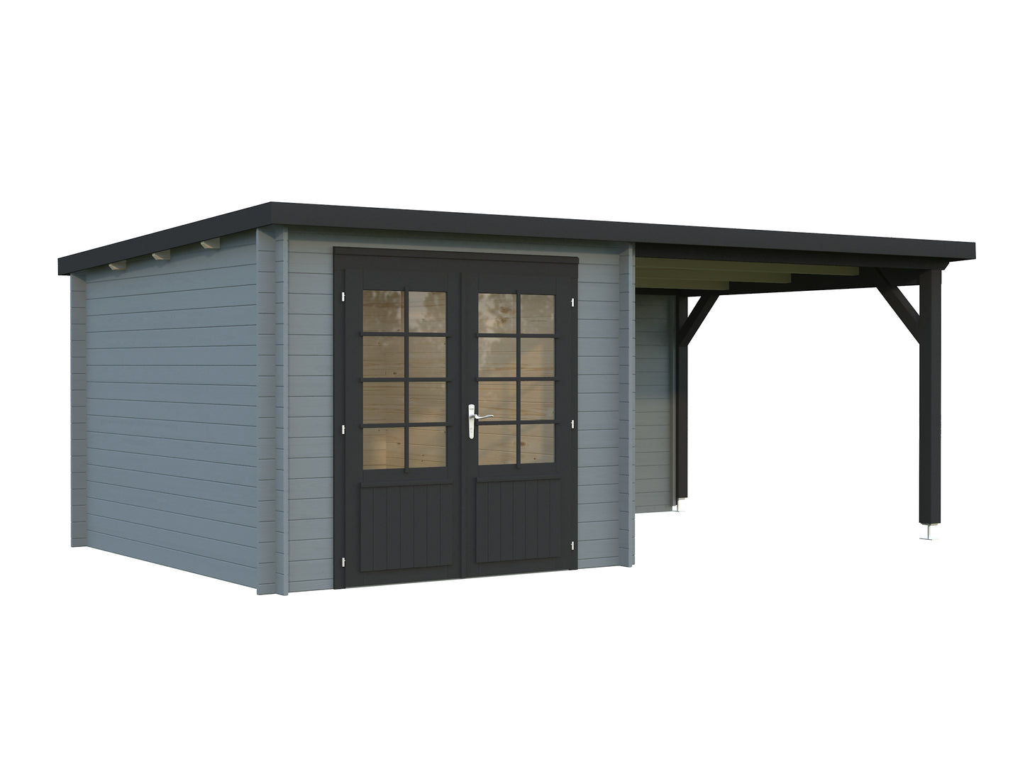 Palmako Ella 6,9+8,2 m2 - Lackiert dunkelgrau RAL7012 + anthrazit RAL7016