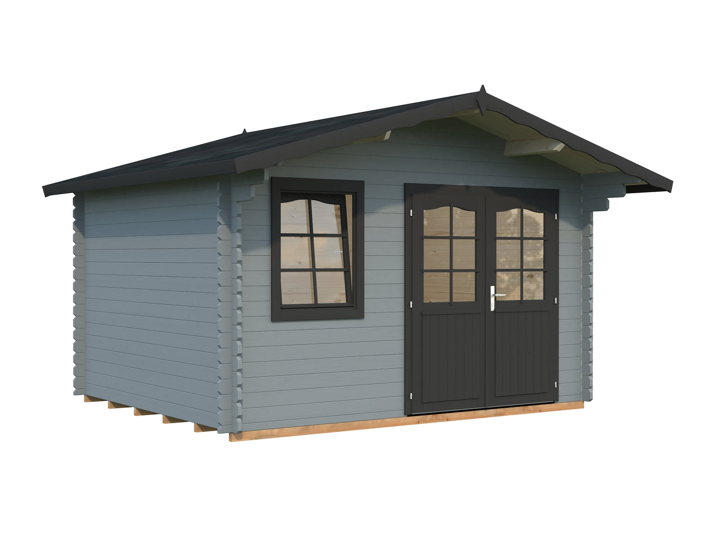 Palmako Emma 10,4 m2 - Lackiert hellgrau RAL7042 + weiß RAL9016