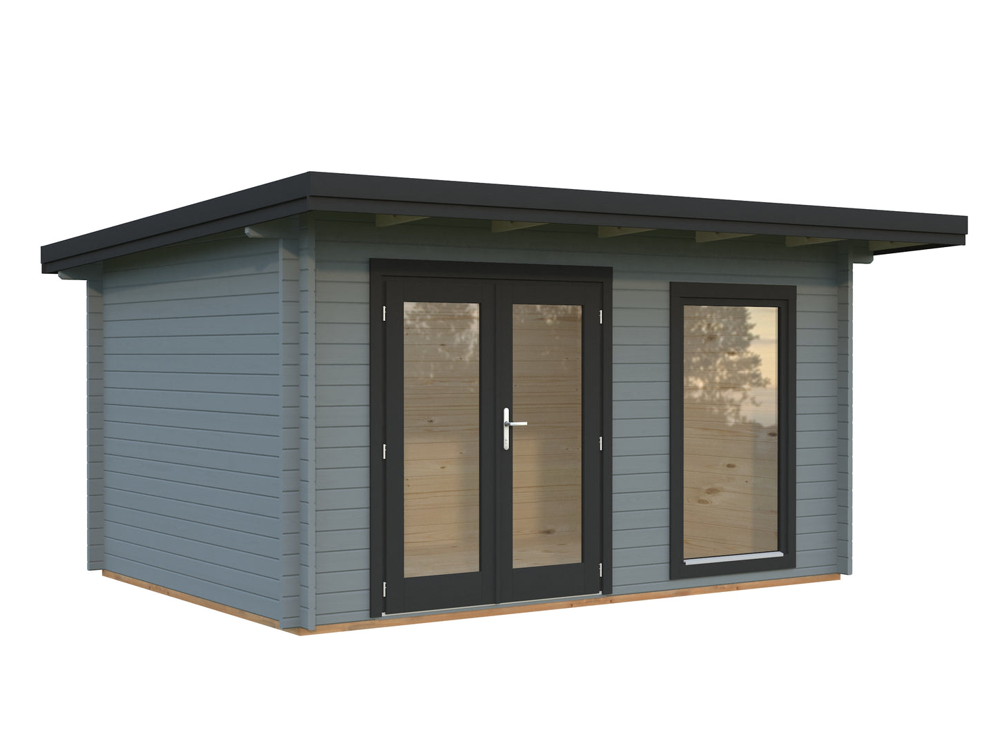 Palmako Heidi 11,7 m2 - Lackiert dunkelgrau RAL7012 + weiß RAL9016
