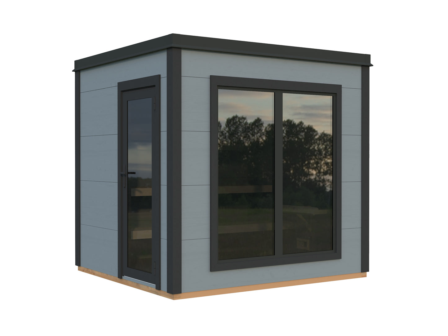 Palmako Grace Sauna 5,3 m2 - Lackiert hellgrau RAL7042 + anthrazit RAL7016