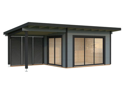 Palmako Grace 11,2+8,2 m2 - Lackiert hellgrau RAL7042 + anthrazit RAL7016