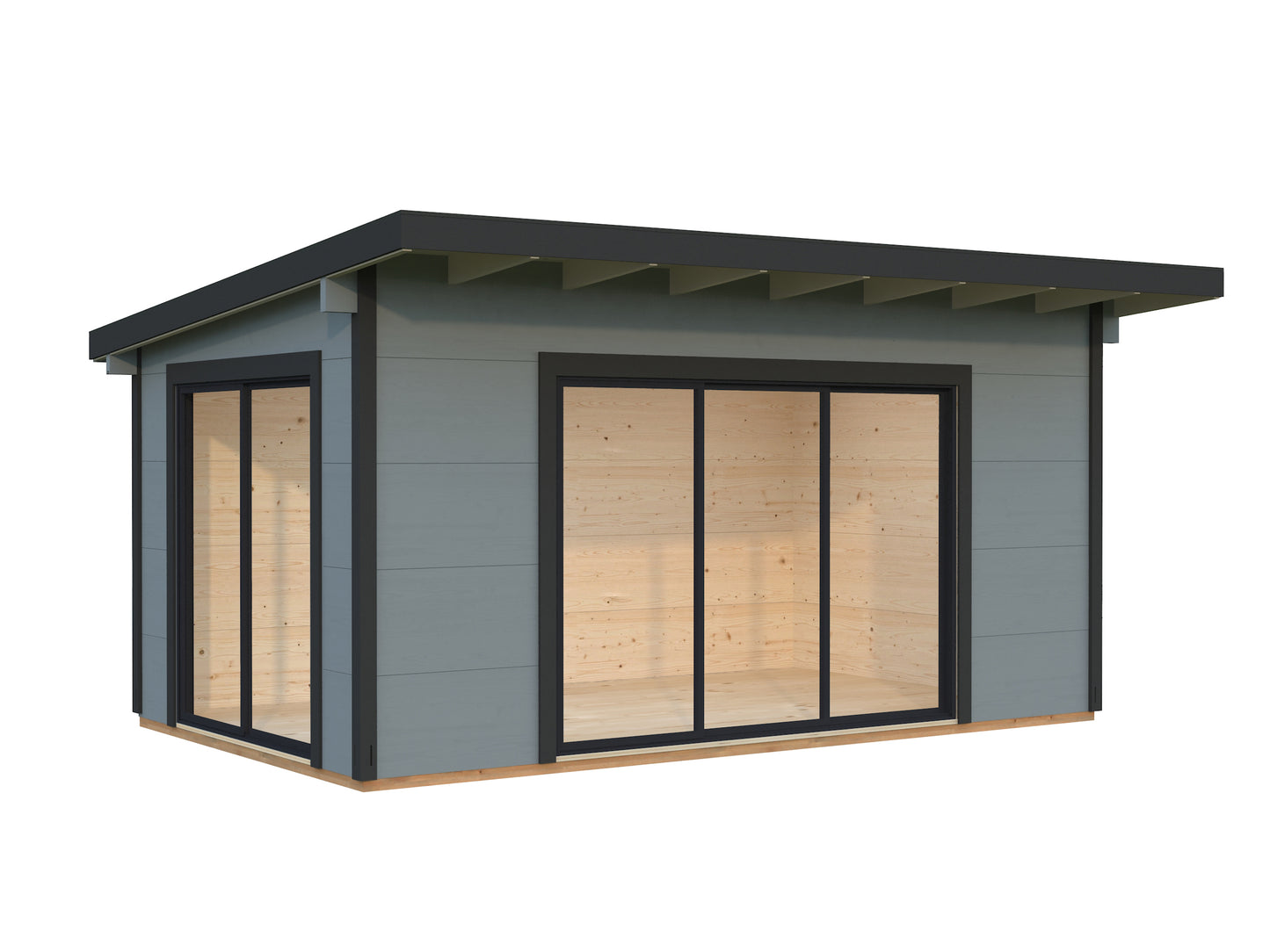 Palmako Grace 14,1 m2 - Lackiert hellgrau RAL7042 + anthrazit RAL7016