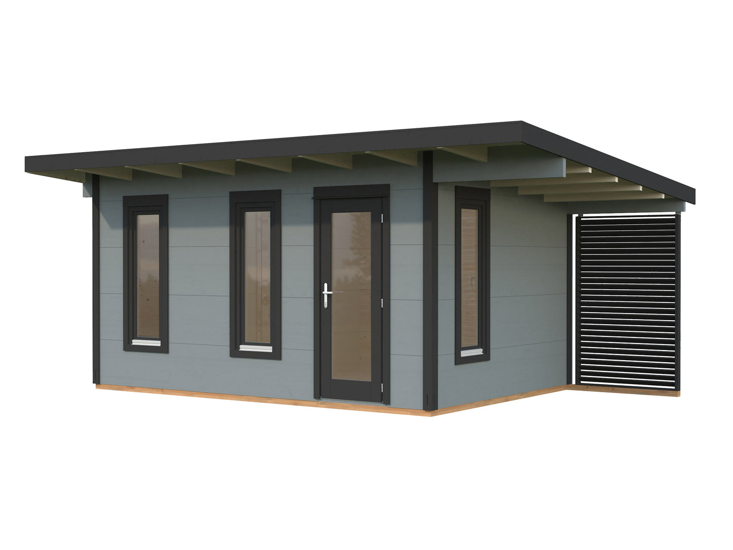 Palmako Grace 12,4+4,1 m2 - Lackiert hellgrau RAL7042 + anthrazit RAL7016