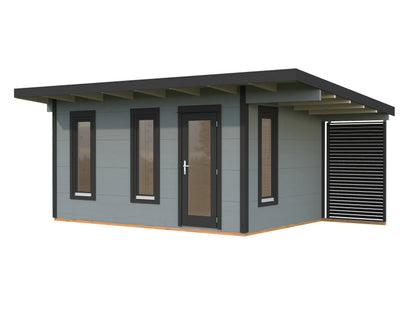 Palmako Grace 12,4+4,1 m2 - Lackiert hellgrau RAL7042 + anthrazit RAL7016