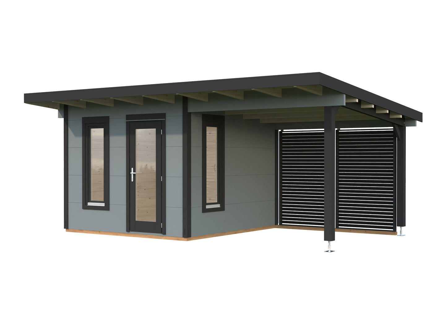 Palmako Grace 8,1+8,1 m2 - Lackiert hellgrau RAL7042 + weiß RAL9016
