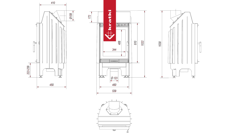 Kratki Kamineinsatz aus Stahl KRATKI BLANKA 8 kW Ø 160