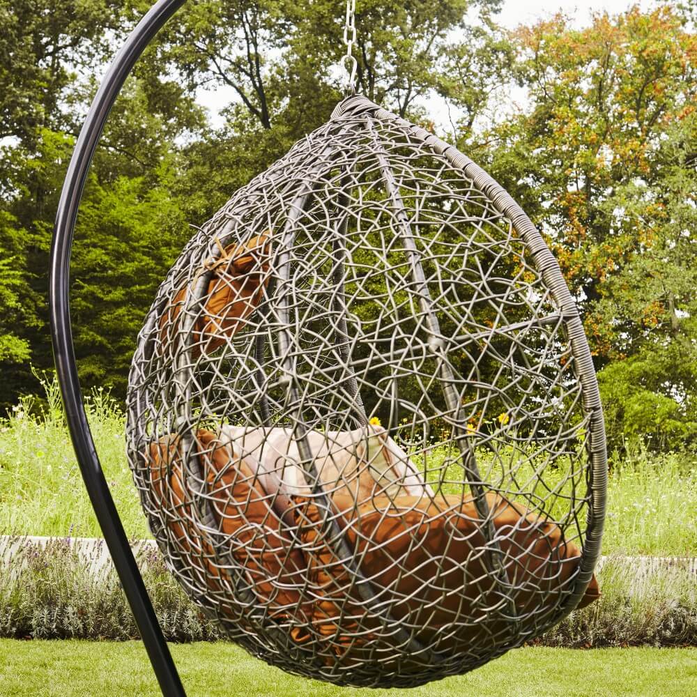 Home Deluxe Polyrattan Hängesessel mit Regenabdeckung CIELO - Grau/Braun