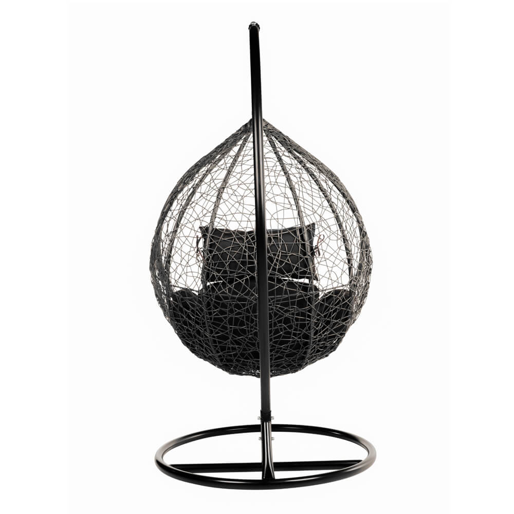 Home Deluxe Polyrattan Hängesessel mit Regenabdeckung CIELO - Schwarz