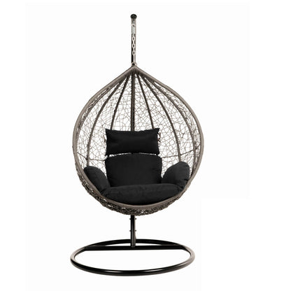 Home Deluxe Polyrattan Hängesessel mit Regenabdeckung CIELO - Schwarz