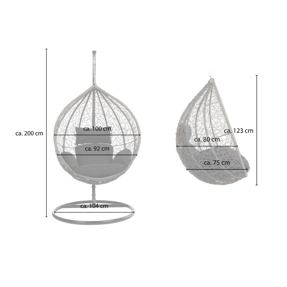 Home Deluxe Polyrattan Hängesessel mit Regenabdeckung CIELO - Schwarz