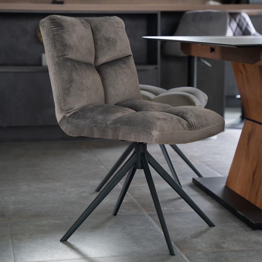 Home Deluxe Esszimmerstuhl drehbar Samt NODA – 8er Set Hellgrau