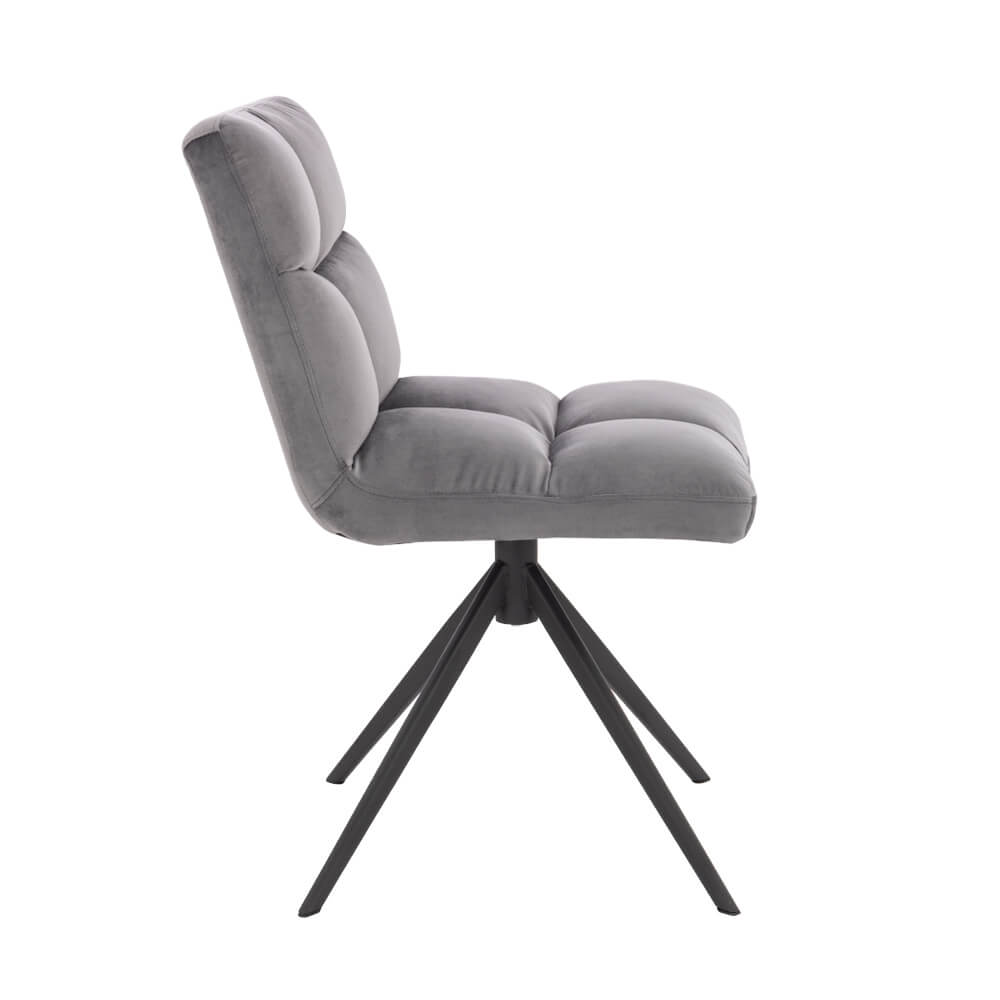 Home Deluxe Esszimmerstuhl drehbar Samt NODA – 6er Set Hellgrau