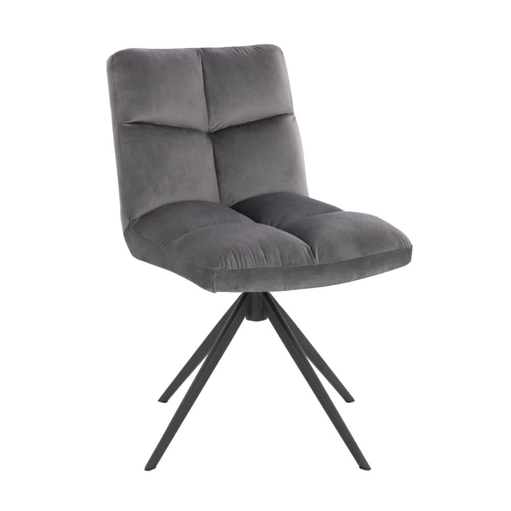 Home Deluxe Esszimmerstuhl drehbar Samt NODA – 8er Set Hellgrau