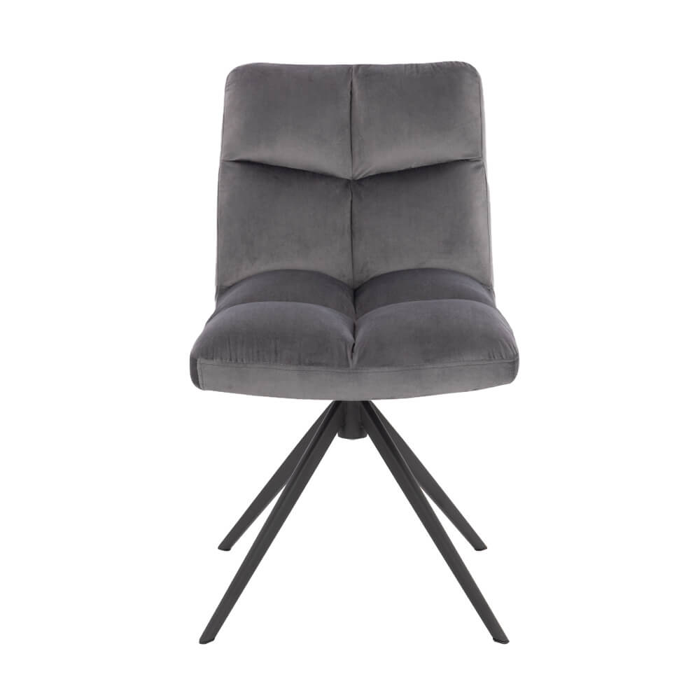 Home Deluxe Esszimmerstuhl drehbar Samt NODA – 6er Set Hellgrau