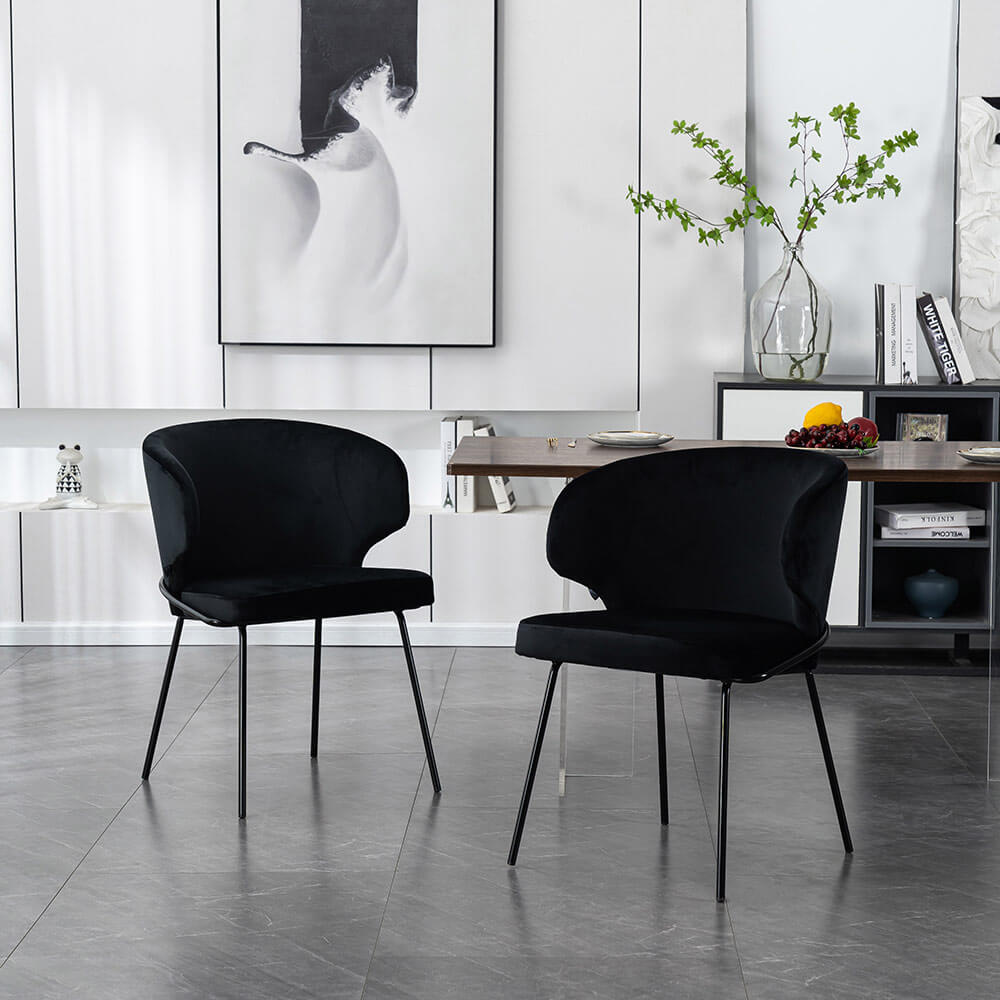 Home Deluxe Esszimmerstuhl AMARA Samt - 7er Set Schwarz